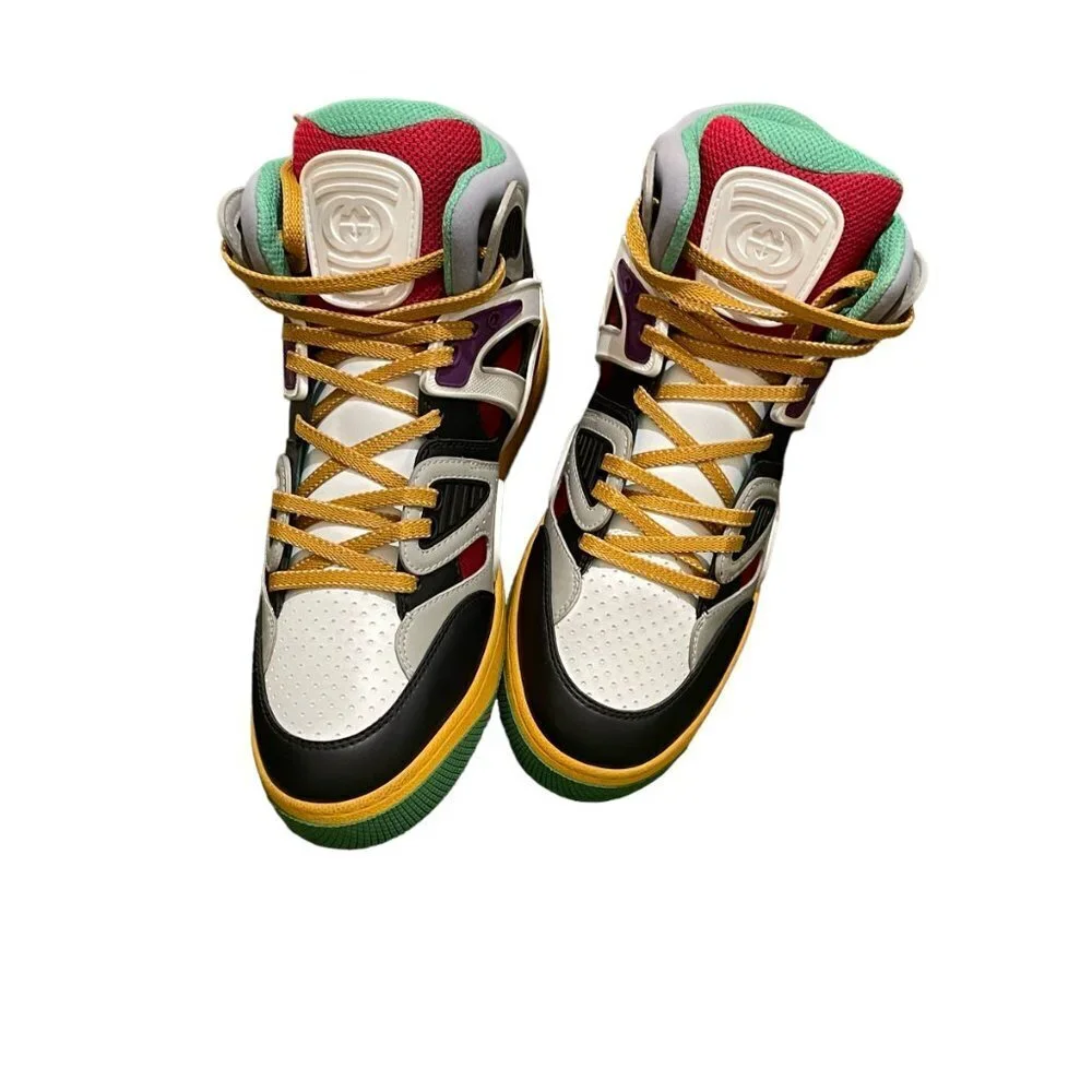 GUCCI  BASKET  "BLACK DEMETRA" MENS HIGH‎ TOP SNEAKER SHOE, SIZE G 6 - Picture 3 of 13